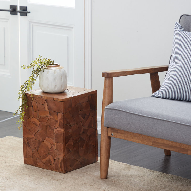Loon Peak® Llewellyn Solid Wood Block End Table & Reviews Wayfair